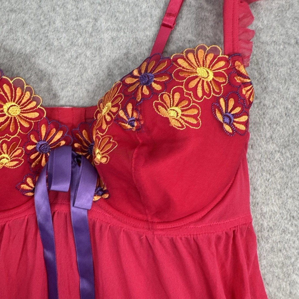 Cacique‎ NWT 2-Pc Babydoll Chemise Thong Set Plus Size 18/20 Floral Embroidery - Picture 2 of 16